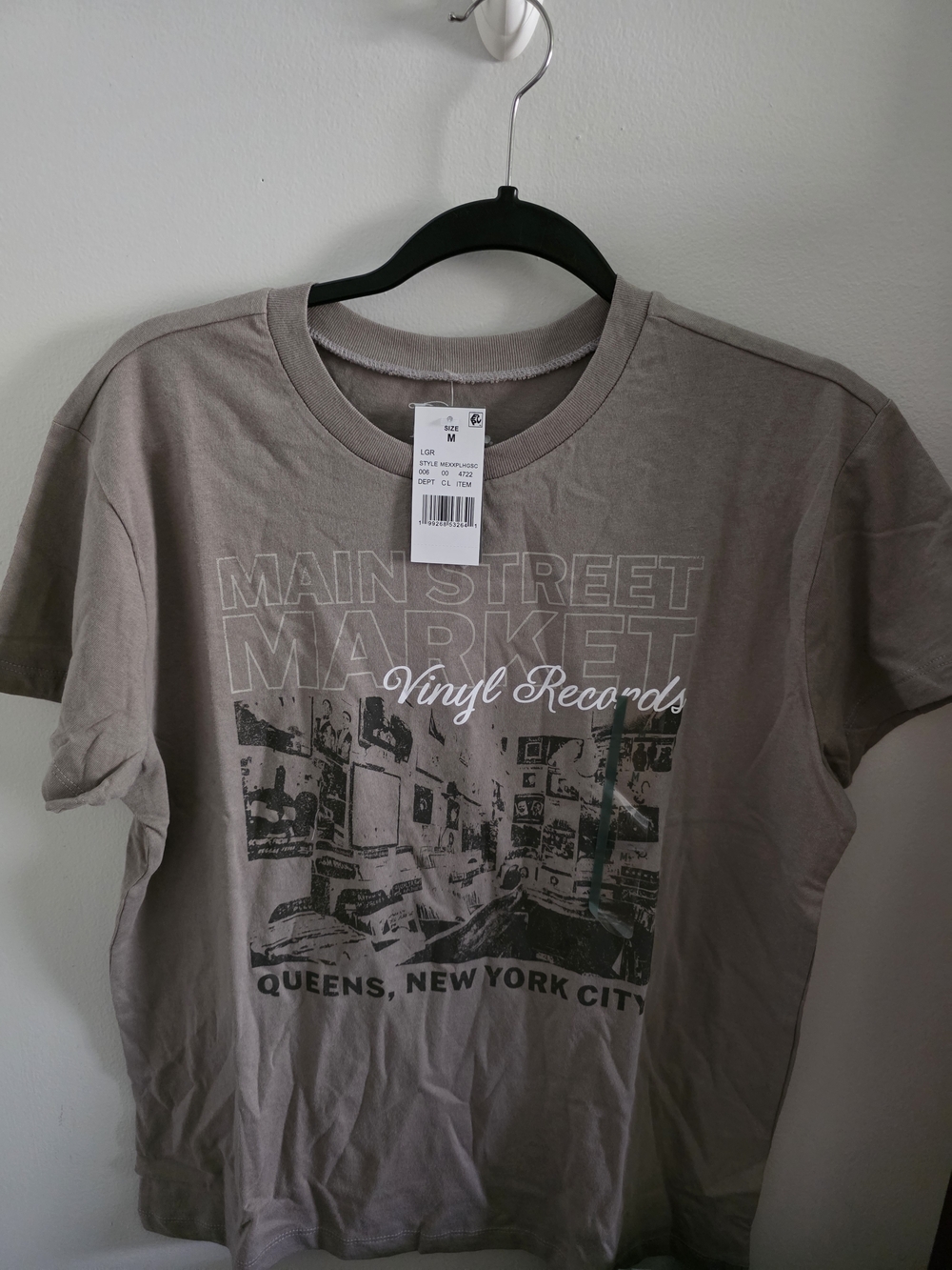 Main Street Market Vinyl Records Graphic Tee - Taupe & A New Day Cotton T-Shirt